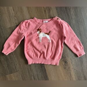 Girls Dusty Rose Pink Sweater with Dog Janie & Jack Size 12-18 months